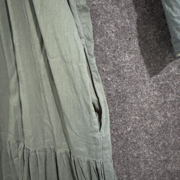 Daughters of India Sahana Dress Women's Small Green Boho Maxi Tiered Long Pocket - Picture 6 of 8